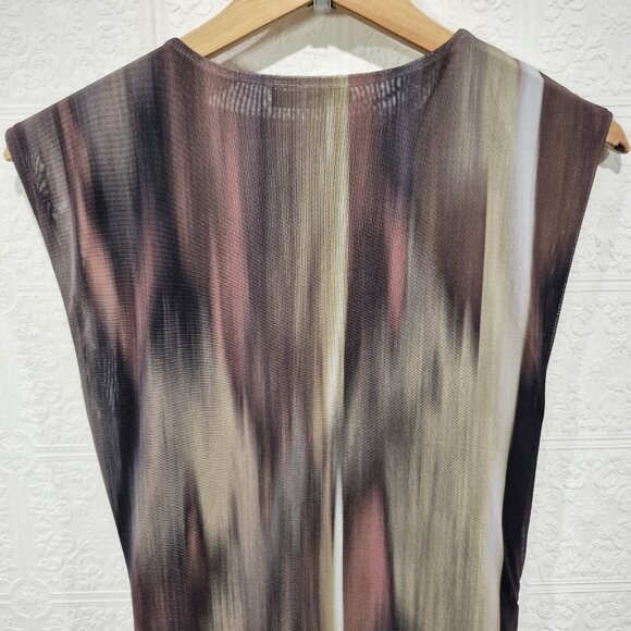 Zara Printed Tulle Abstract Mesh Maxi Cap Sleeve Dress size Large - Picture 7 of 9